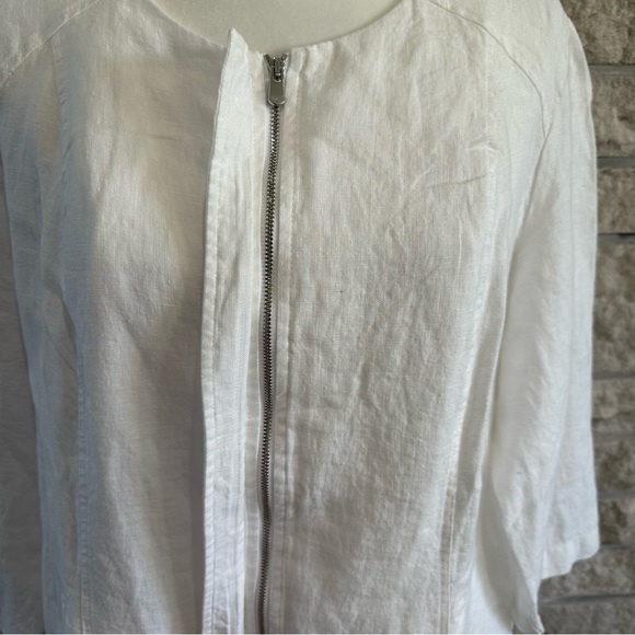 Chico's Women's Solid Linen Jacket Casual Modern Alabaster w/zip. Size 2 White - Picture 7 of 8